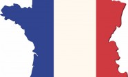 French map with flag of France. Vector illustration.